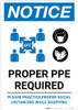 Notice: Proper PPE Required Social Distancing with Icons Portrait - Wall Sign