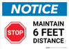 Notice: Stop Maintain 6ft Distance with Icon Landscape - Wall Sign Notice: Stop Maintain 6ft Distance with Icon Landscape - Wall Sign