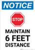Notice: Stop Maintain 6ft Distance with Icon Portrait - Wall Sign Notice: Stop Maintain 6ft Distance with Icon Portrait - Wall Sign