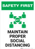 Safety First: Maintain Proper Social Distancing with Icon Portrait - Wall Sign Safety First: Maintain Proper Social Distancing with Icon Portrait - Wall Sign