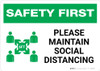 Safety First: Please Maintain Social Distancing with Icon Landscape - Wall Sign Safety First: Please Maintain Social Distancing with Icon Landscape - Wall Sign