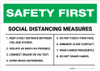 Safety First: Social Distancing Limited Customers Authorized with Icon Landscape - Wall Sign