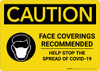 Caution: Face Coverings Recommended COVID-19 with Icon Landscape - Wall Sign