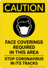 Caution: Face Coverings Required In This Area Stop Coronavirus with Icon Portrait - Wall Sign