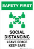Safety First: Social Distancing Leave Space Keep Safe with Icon Portrait - Wall Sign