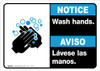 Notice: Wash Hands Bilingual with Icon Landscape - Wall Sign