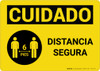 Caution: Safe Distance Spanish with Icon Landscape - Wall Sign