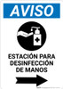 Notice: Hand Sanitizing Station Right Spanish with Icon Portrait - Wall Sign