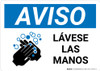 Notice: Wash Hands Spanish with Icon Landscape - Wall Sign