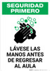 Safety First: Wash Hands Before Returning To Class Spanish with Icon Portrait - Wall Sign