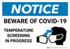 Notice: Beware Of COVID-19 Temperature Screening with Icon Landscape - Wall Sign