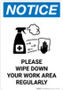Notice: Please Wipe Down Work Area with Icon Portrait - Wall Sign