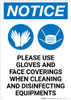 Notice: Use Gloves And Face Coverings When Disinfecting with Icons Portrait - Wall Sign Notice: Use Gloves And Face Coverings When Disinfecting with Icons Portrait - Wall Sign