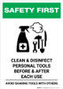 Safety First: Clean Disinfect Personal Tools Avoid Sharing with Icon Portrait - Wall Sign