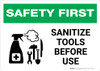Safety First: Sanitize Tools Before Use with Icon Landscape - Wall Sign Safety First: Sanitize Tools Before Use with Icon Landscape - Wall Sign