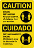 Caution: Social Distancing Keep 6ft. Bilingual with Icon Portrait - Wall Sign Caution: Social Distancing Keep 6ft. Bilingual with Icon Portrait - Wall Sign