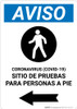 Notice: Coronavirus Testing Site Walk Up Testing Left Spanish with Icon Portrait - Wall Sign
