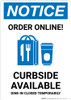 Notice: Order Online Curbside Available with Icon Portrait - Wall Sign Notice: Order Online Curbside Available with Icon Portrait - Wall Sign
