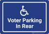 Accessible Voter Parking In Rear with ADA Icon Landscape - Wall Sign Accessible Voter Parking In Rear with ADA Icon Landscape - Wall Sign