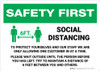 Safety First: Social Distancing One Customer At A Time with Icon Landscape - Wall Sign