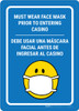 Must Wear Face Mask Prior to Entering Casino Bilingual Portrait with Emoji - Wall Sign Must Wear Face Mask Prior to Entering Casino Bilingual Portrait with Emoji - Wall Sign