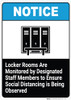 Locker Rooms Are Monitored by Designated Staff Members - Wall Sign