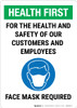 Health First: For The Health And Safety Face Mask Portrait - Wall Sign