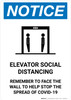 Notice: Elevator Social Distancing - Remember To Face The Wall with Icon Portrait - Wall Sign