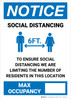 Notice: Social Distancing - We Are Limiting The Number of Residents in This Location/Max Occupancy Portrait - Wall Sign