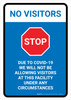 No Visitors Stop:We Are Not Allowing Visitors with Icon Portrait - Wall Sign
