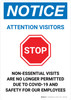 Notice: Attention Visitors Stop Visits No Longer Permitted with Icon Portrait - Wall Sign