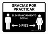 Gracias Por Practicar El Distanciamiento Social Spanish with Icon Black Landscape - Wall Sign