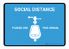 Social Distance: Please Use This Urinal with Icon Blue Landscape - Wall Sign