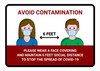 Avoid Contamination Please Wear Face Covering COVID-19 with Icons Landscape - Wall Sign