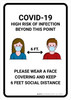 COVID-19 High Risk Of Infection with Icons Portrait - Wall Sign