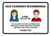 Face Coverings Recommended with Icons Landscape - Wall Sign