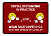 Social Distancing In Practice with Emojis Red Landscape - Wall Sign