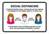 Social Distancing To Ensure Health And Safety Of Customers with Icons Landscape - Wall Sign