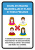 Social Distancing Measures Are In Place At These Premises with Icons Portrait - Wall Sign Social Distancing Measures Are In Place At These Premises with Icons Portrait - Wall Sign