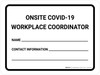 Onsite COVID-19 Workplace Coordinator Contact Info Landscape - Wall Sign