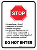 Stop Do Not Enter COVID-19 Screening Questions With Icon Portrait - Wall Sign Stop Do Not Enter COVID-19 Screening Questions With Icon Portrait - Wall Sign