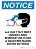 Notice: All Staff Must Undergo Temperature Check with Icon Portrait - Wall Sign