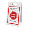Stop Here: Social Distancing Saves Lives Stop The Spread - A-Frame Sign