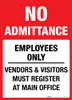 No Admittance: Employees Only - Wall Sign No Admittance: Employees Only - Wall Sign