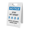 Notice: Social Distancing Saves Lives Stop COVID-19 ANSI Portrait - A-Frame Sign
