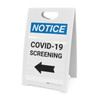 Notice: COVID-19 Screening Left Arrow Portrait - A-Frame Sign Notice: COVID-19 Screening Left Arrow Portrait - A-Frame Sign