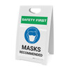Safety First: Masks Recommended with Icon Portrait - A-Frame Sign Safety First: Masks Recommended with Icon Portrait - A-Frame Sign
