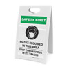 Safety First: Masks Required In This Area Stop Coronavirus with Icon Portrait - A-Frame Sign Safety First: Masks Required In This Area Stop Coronavirus with Icon Portrait - A-Frame Sign