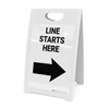 Line Starts Here Right Arrow Portrait - A-Frame Sign