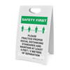 Safety First: Please Practice Proper Social Distancing Standards with Icon Portrait - A-Frame Sign Safety First: Please Practice Proper Social Distancing Standards with Icon Portrait - A-Frame Sign